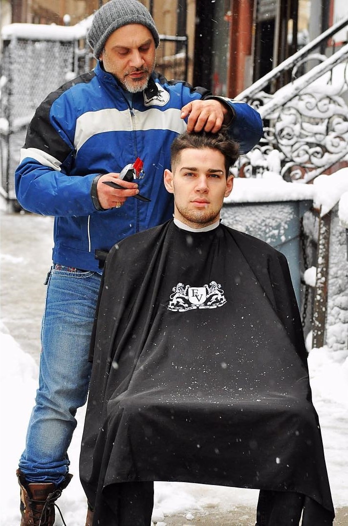Ruben Eastvillage Barbershop winter haircut